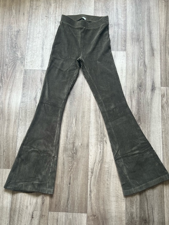 aerie Pants - Aerie Corduroy Flare Pants Women XS Olive Green Excellent Ribbed High Waist